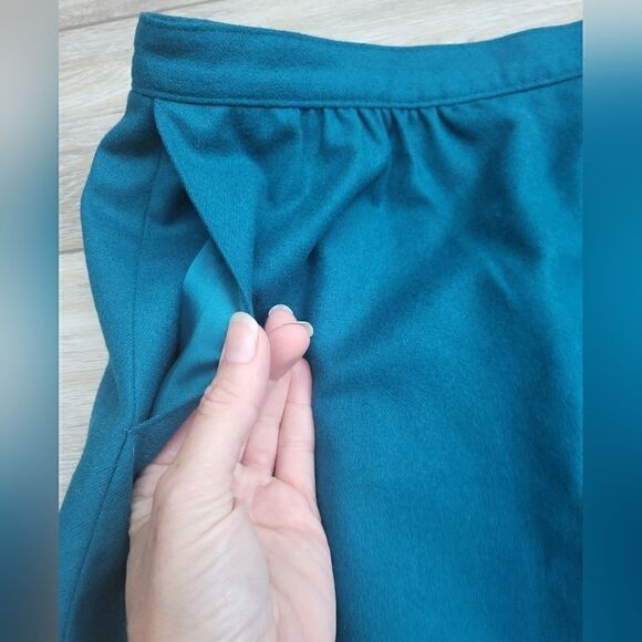 Vintage Pendleton wool skirt size 4 midi Dark teal, pockets! - Picture 6 of 10